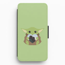 Baby Yoda - Personalised Couples Flip / Wallet Phone Case
