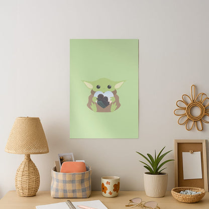 Baby Yoda - Personalised Couples Art Print