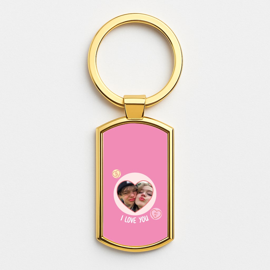 I Love You - Personalised Couples Gold Keyring