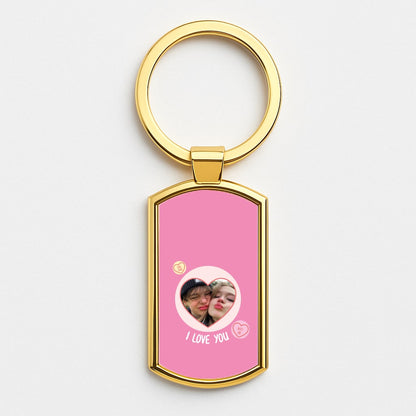 I Love You - Personalised Couples Gold Keyring