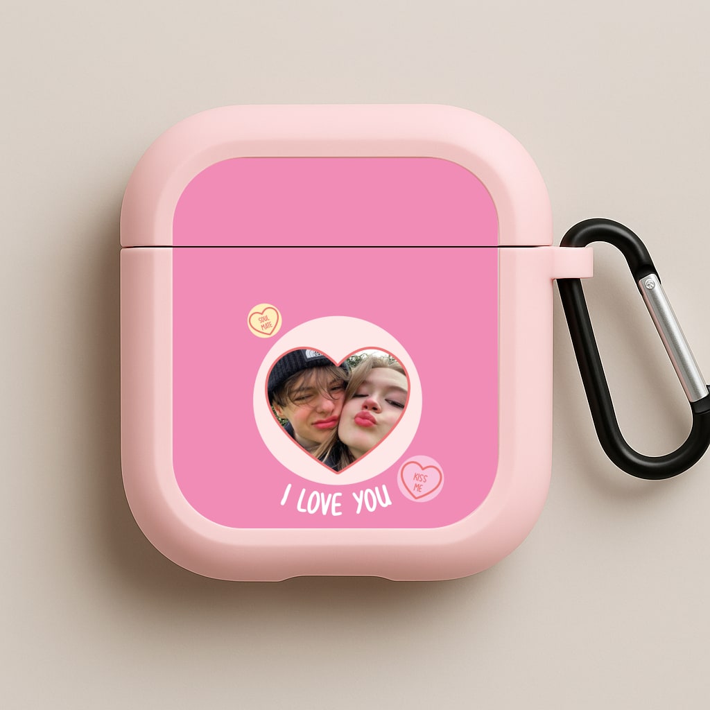 I Love You - Personalised Couples Pink AirPods Case