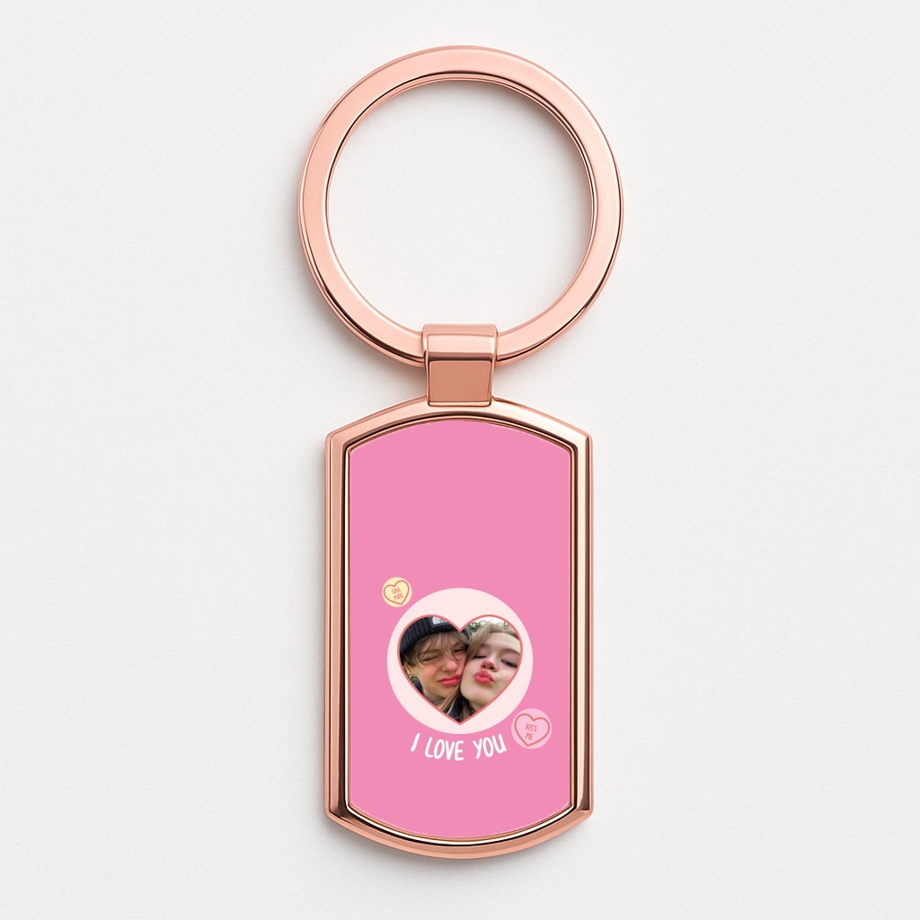 I Love You - Personalised Couples Rose Gold Keyring
