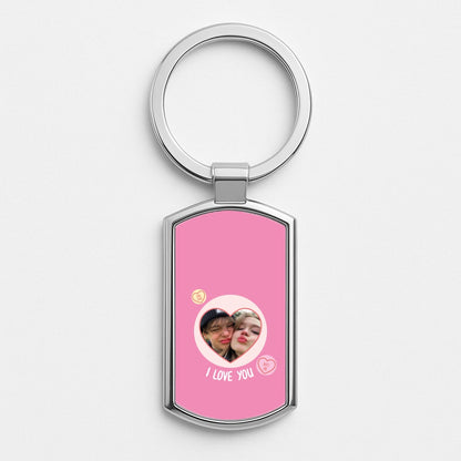 I Love You - Personalised Couples Silver Keyring