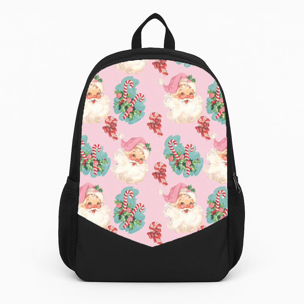 Pink Vintage Santa Christmas Backpack