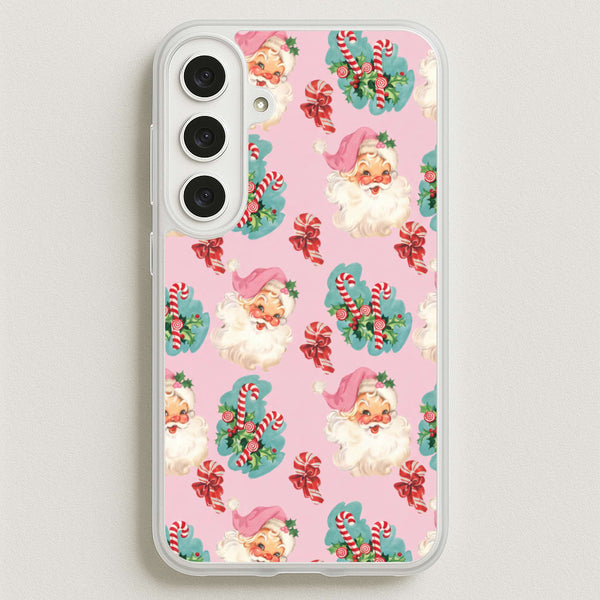 Pink Vintage Santa Christmas Phone Case - Galaxy S26FE / Standard