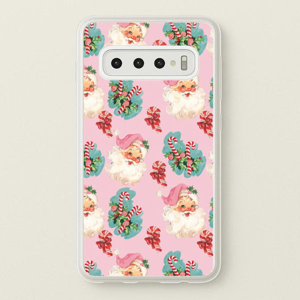 Pink Vintage Santa Christmas Phone Case - Galaxy S10 / Standard