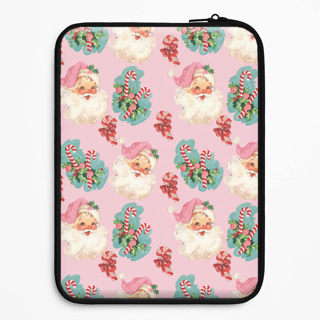 Pink Vintage Santa Christmas Laptop Sleeve