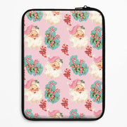 Pink Vintage Santa Christmas Laptop Sleeve 1