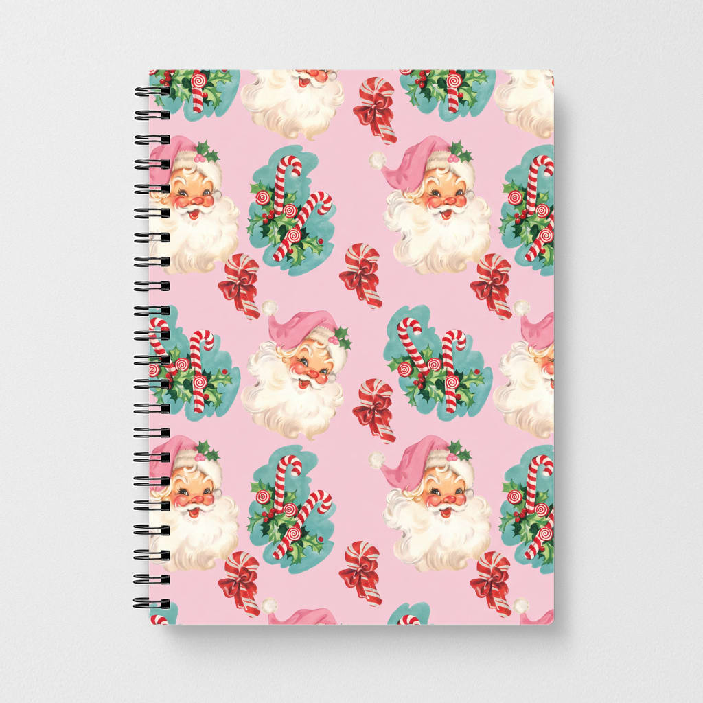 Pink Vintage Santa Christmas Notebook