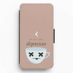 Depresso - Funny Quotes Flip / Wallet Phone Case
