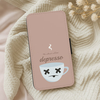 Depresso - Funny Quotes Wallet Phone Case