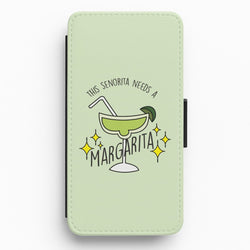 This Senorita Needs A Margarita - Funny Quotes Flip / Wallet Phone Case