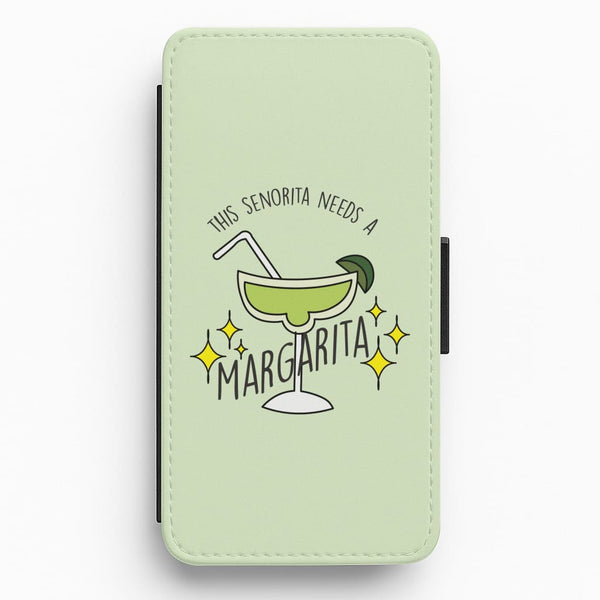 This Senorita Needs A Margarita - Funny Quotes Flip / Wallet Phone Case