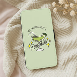 This Senorita Needs A Margarita - Funny Quotes Wallet Phone Case