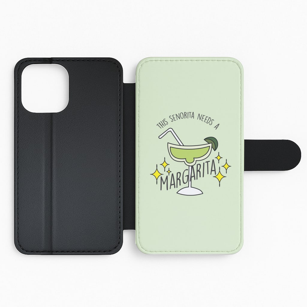 This Senorita Needs A Margarita - Funny Quotes Flip Phone Case