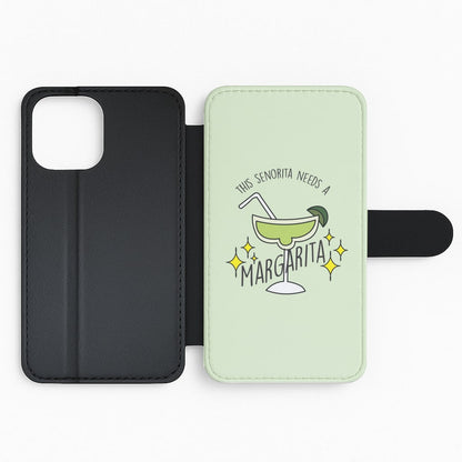 This Senorita Needs A Margarita - Funny Quotes Flip Phone Case