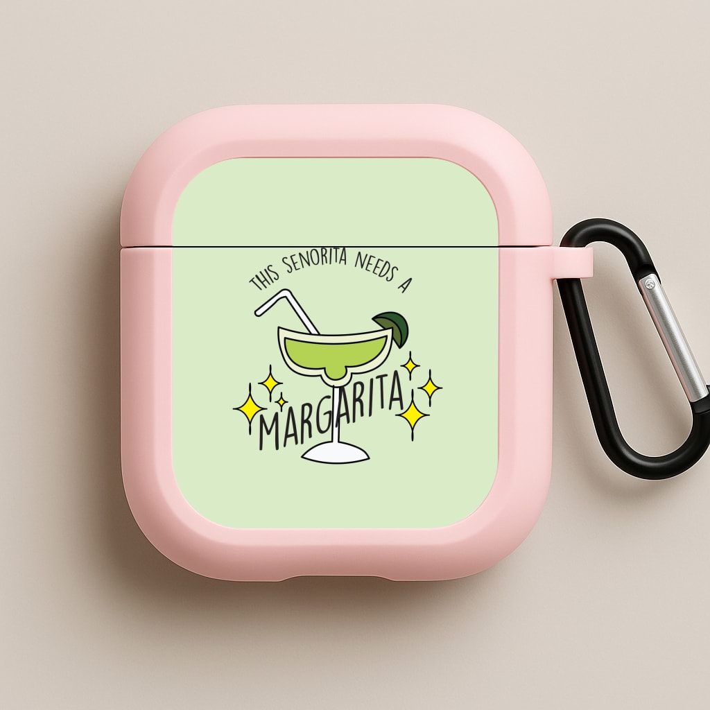 This Senorita Needs A Margarita - Funny Quotes Pink AirPods Case