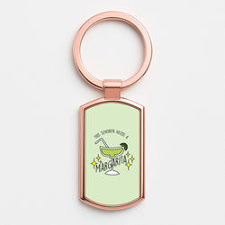 This Senorita Needs A Margarita - Funny Quotes Rose Gold Keyring