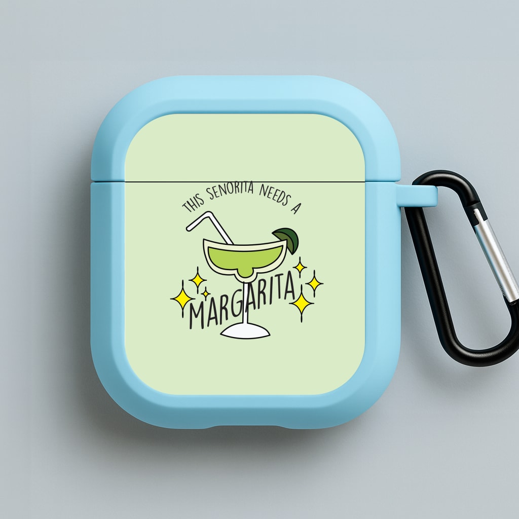 This Senorita Needs A Margarita - Funny Quotes Blue AirPods Case