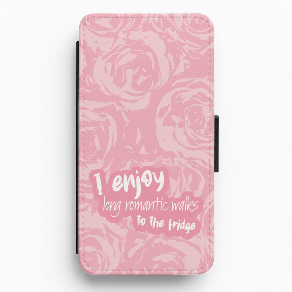 I Enjoy Long Romantic Walks - Funny Quotes Flip / Wallet Phone Case