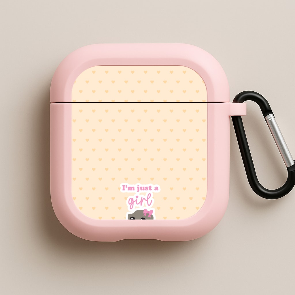 I'm Just A Girl Pink AirPods Case