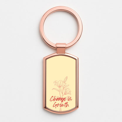 Change Is Growth Orchid Rose Gold Keyring
