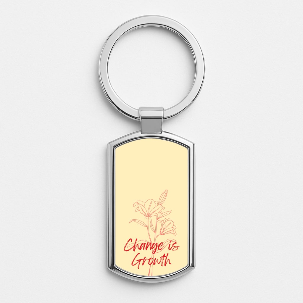 Change Is Growth Orchid Silver Keyring