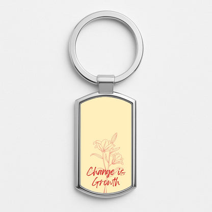 Change Is Growth Orchid Silver Keyring