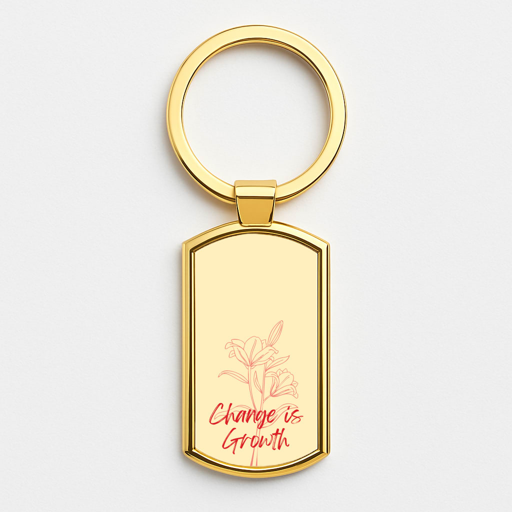 Change Is Growth Orchid Gold Keyring