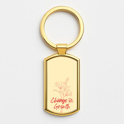 Change Is Growth Orchid Gold Keyring