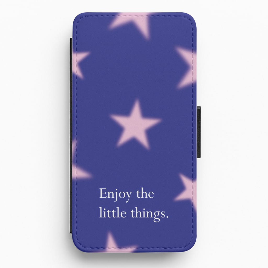 Enjoy The Little Things Dark Purple Flip / Wallet Phone Case