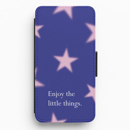 Enjoy The Little Things Dark Purple Flip / Wallet Phone Case