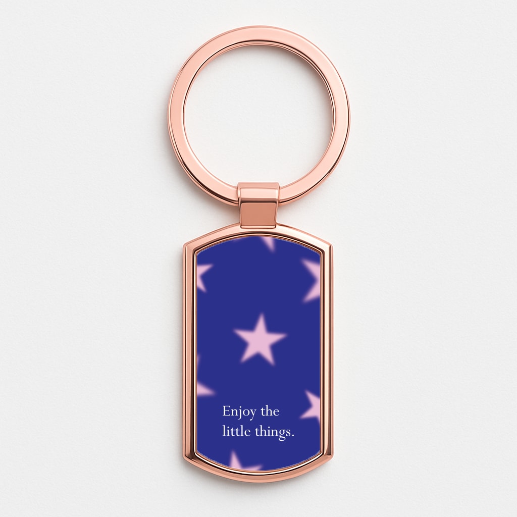 Enjoy The Little Things Dark Purple Rose Gold Keyring