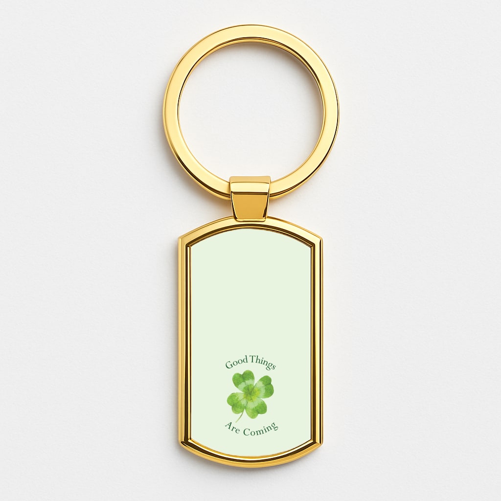 Good Things Are Coming Clover Gold Keyring