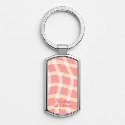 One Day At A Time Silver Keyring