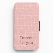 Invest In You, Baby Pink Flip / Wallet Phone Case 1