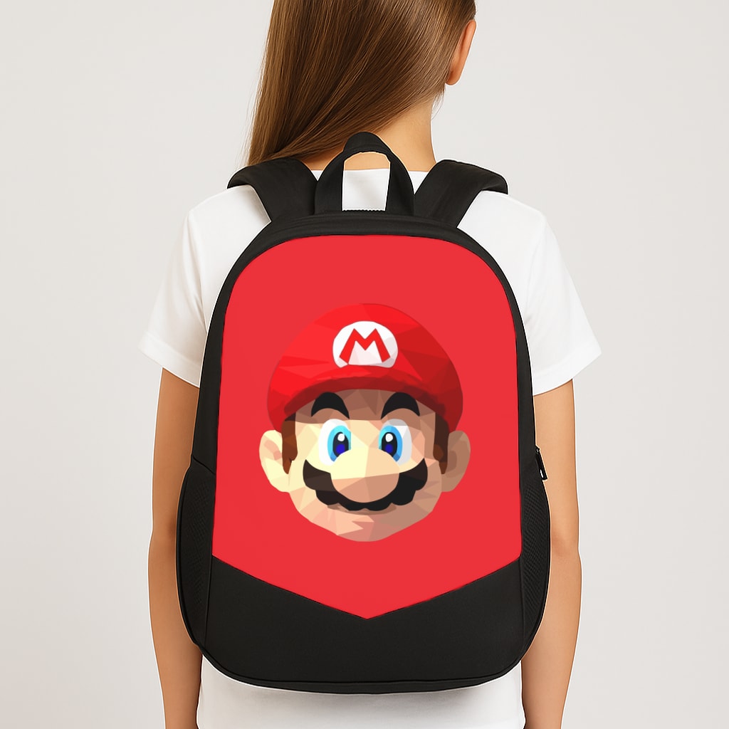 Mario Face - Mario Large School Bag