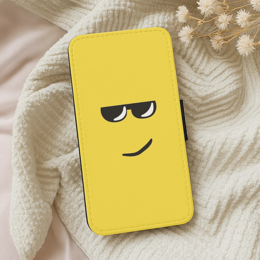 Yellow Face Shades Wallet Phone Case