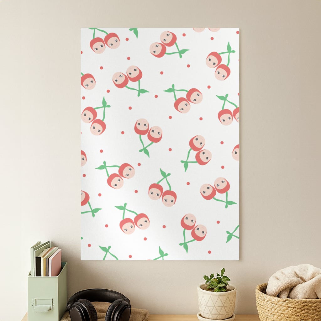 Cherry Angels Pattern Poster