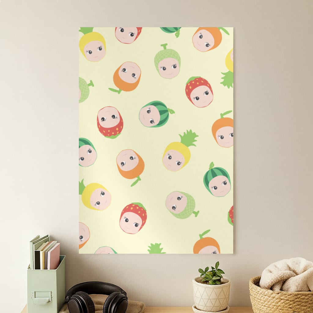 Fruit Angels Pattern Poster