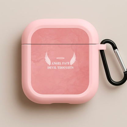 Angel Face Devil Thoughts Pink AirPods Case