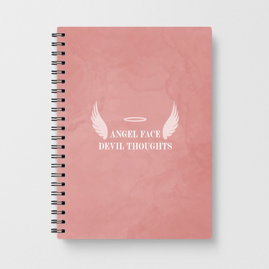 Angel Face Devil Thoughts Notebook