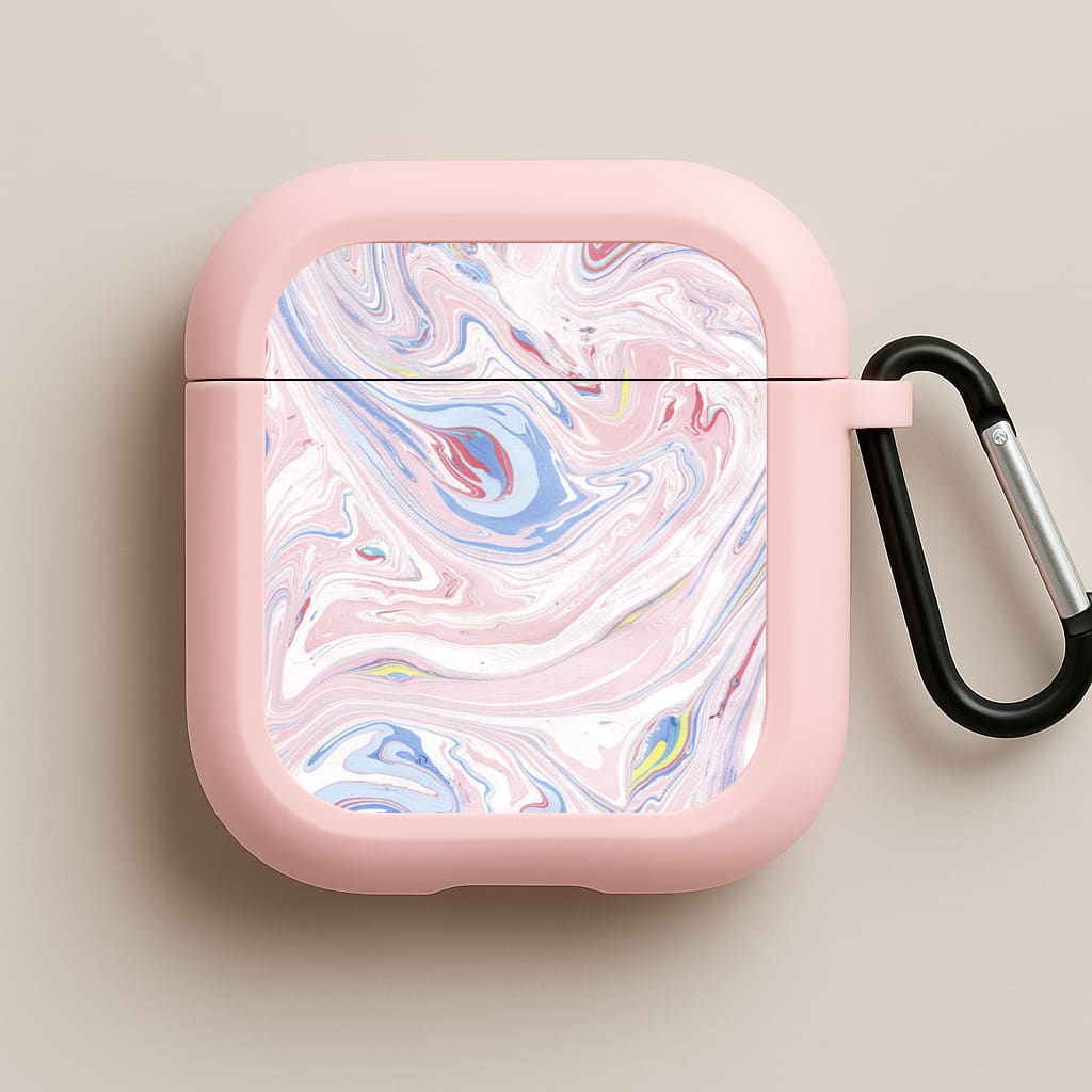 Pink Marble Swirl Pink AirPods Case