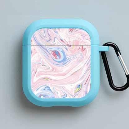 Pink Marble Swirl Blue AirPods Case