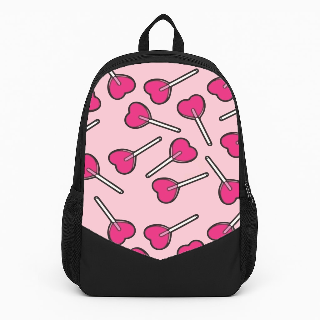 Cherry Heart Lollipops Large Backpack