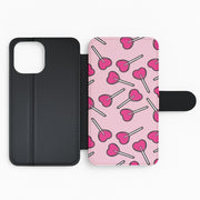 Cherry Heart Lollipops Flip / Wallet Phone Case 2