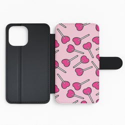 Cherry Heart Lollipops Flip Phone Case