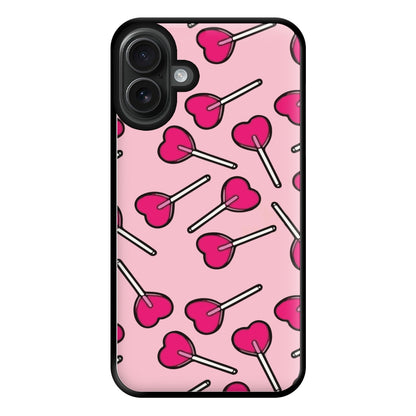 Cherry Heart Lollipops Phone Case for iPhone 16 Plus