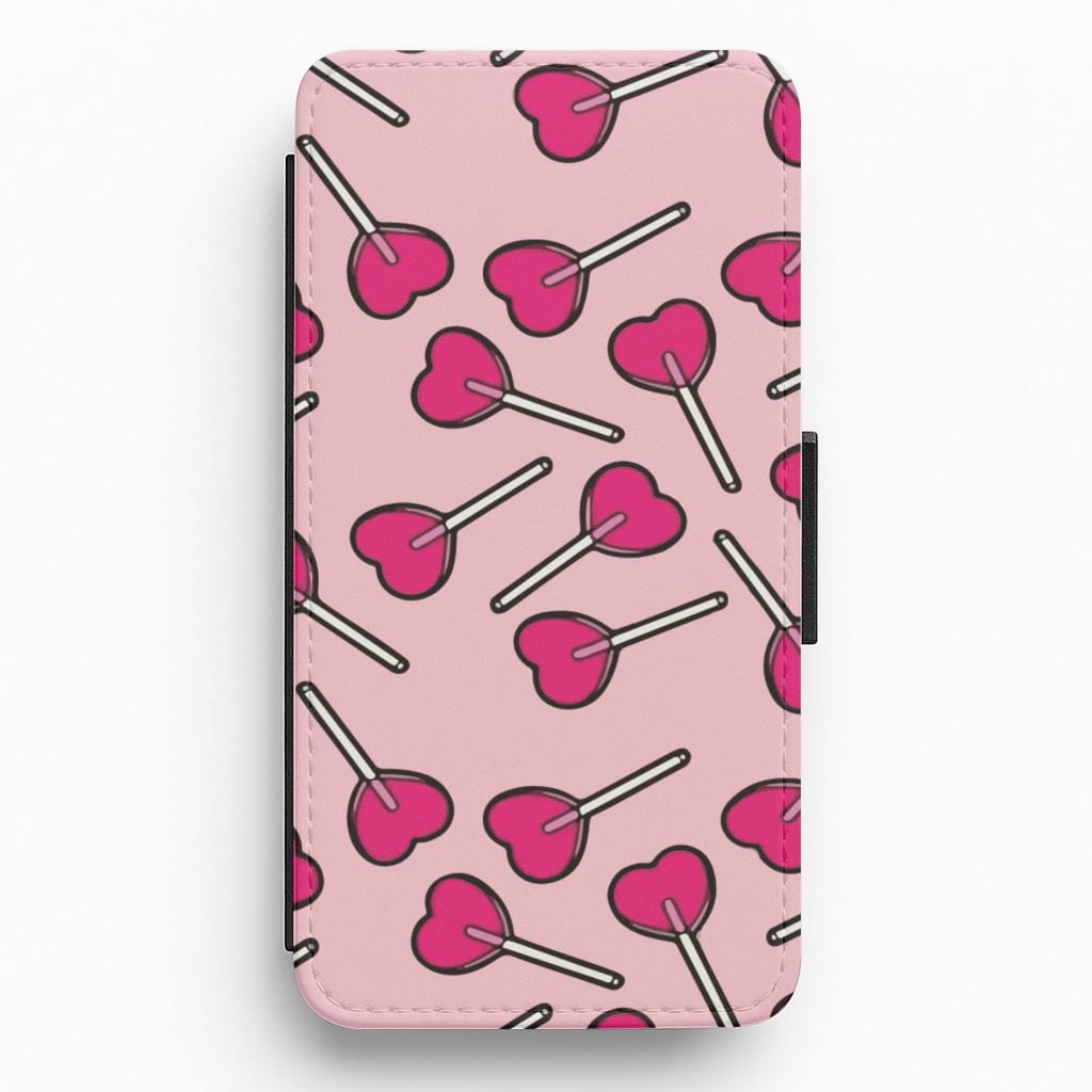 Cherry Heart Lollipops Flip / Wallet Phone Case