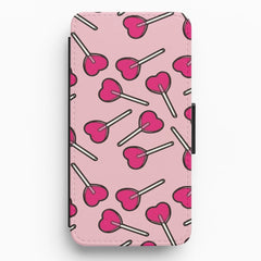 Cherry Heart Lollipops Flip / Wallet Phone Case
